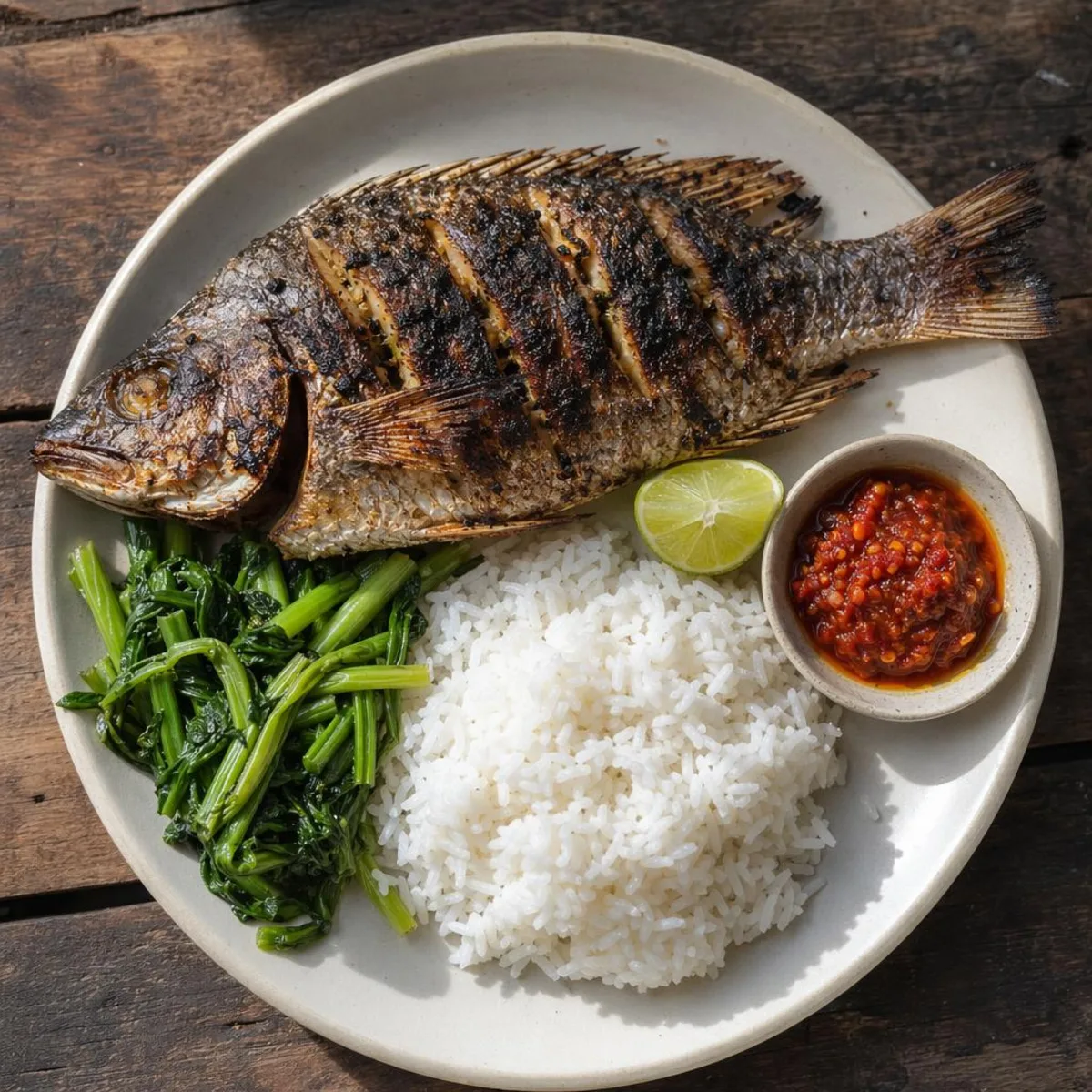 Grilled reef fish with lime and sambal